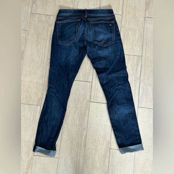 Rag & bone Dre Women's Blue Jeans denim dark medium wash distressed size 26 - Picture 2 of 8